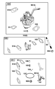 Carburetor And Fuel Supply Group Diagram and Parts List for 25U135-0002-G1 200000 - 399999 Briggs and Stratton Engine